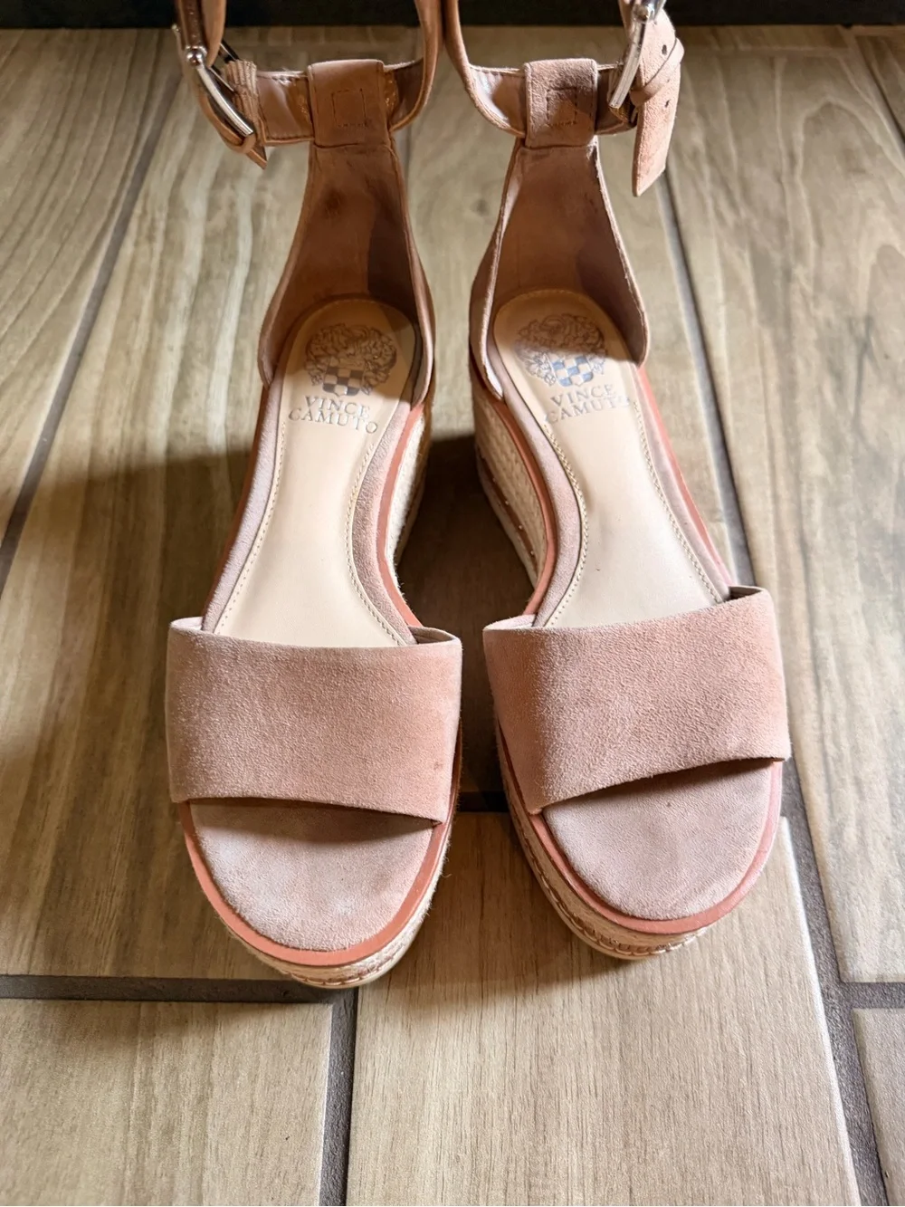 Vince Camuto Suede Espadrille Wedges in Blush